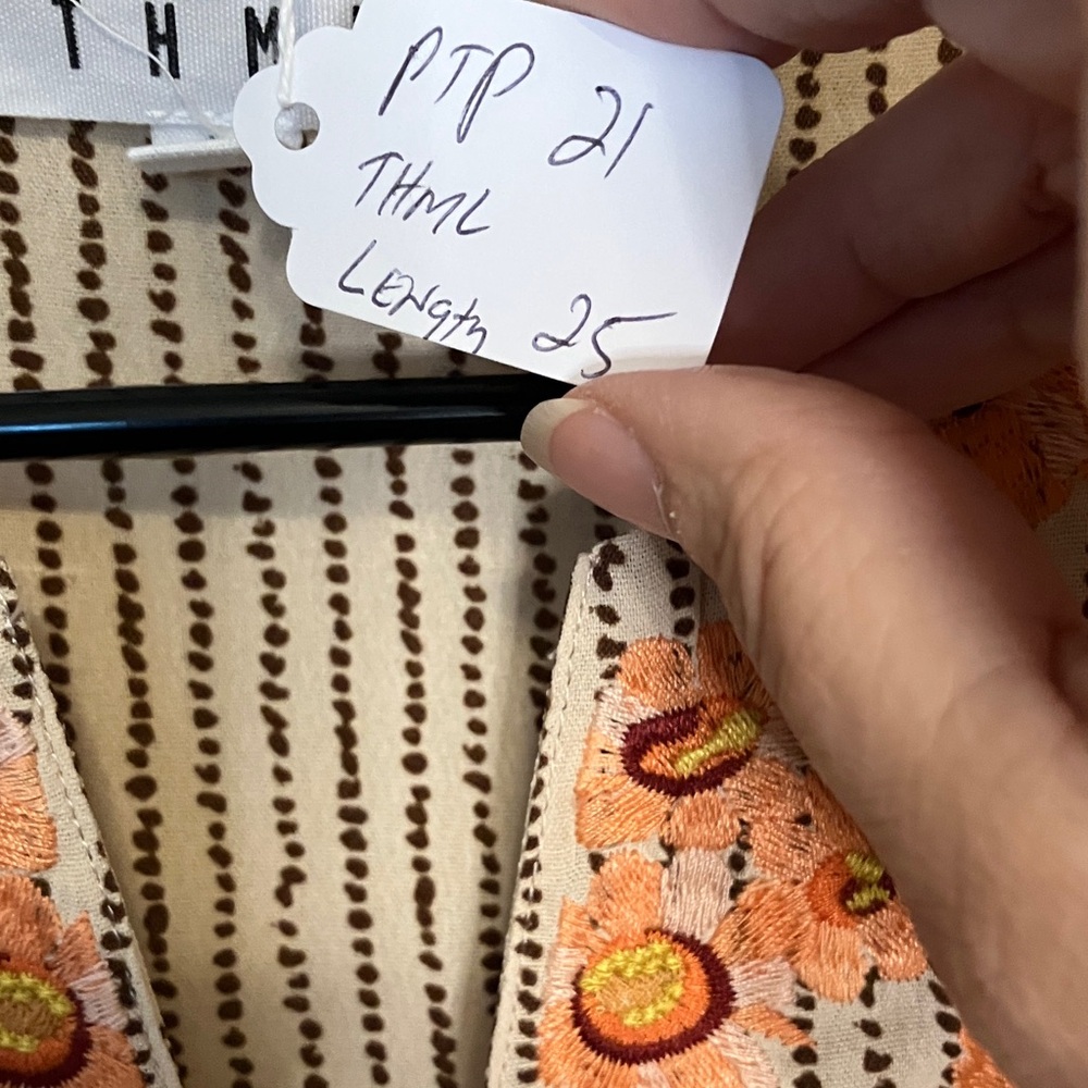 THML  Beige Striped Blouse with Orange Floral Embroidery - Picture 4 of 6